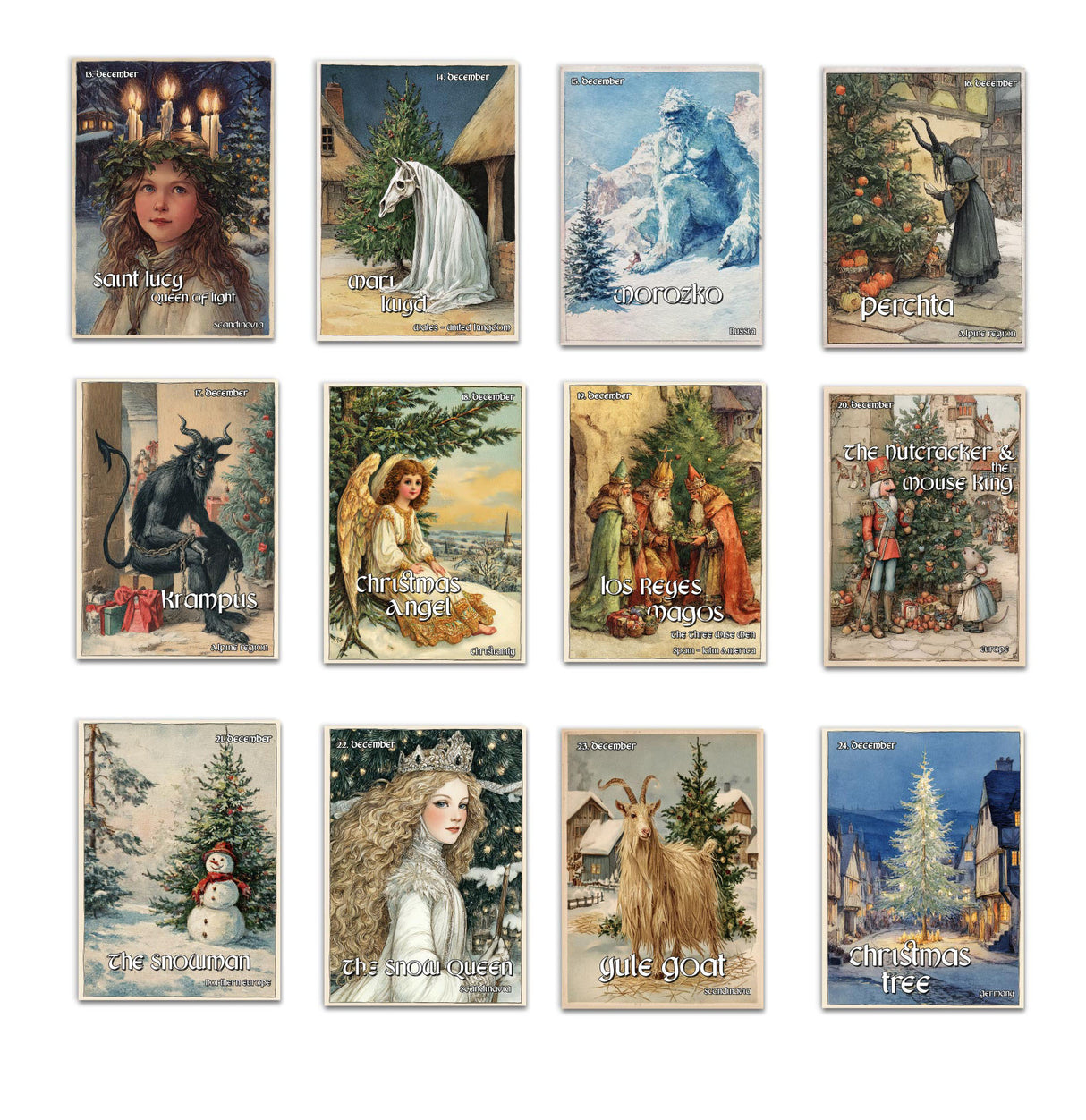 Christmas Greeting Cards Set V3 (10 cards) | Artistic Christmas Cards | Poison | Card with Greeting Message | Postcard or folded card