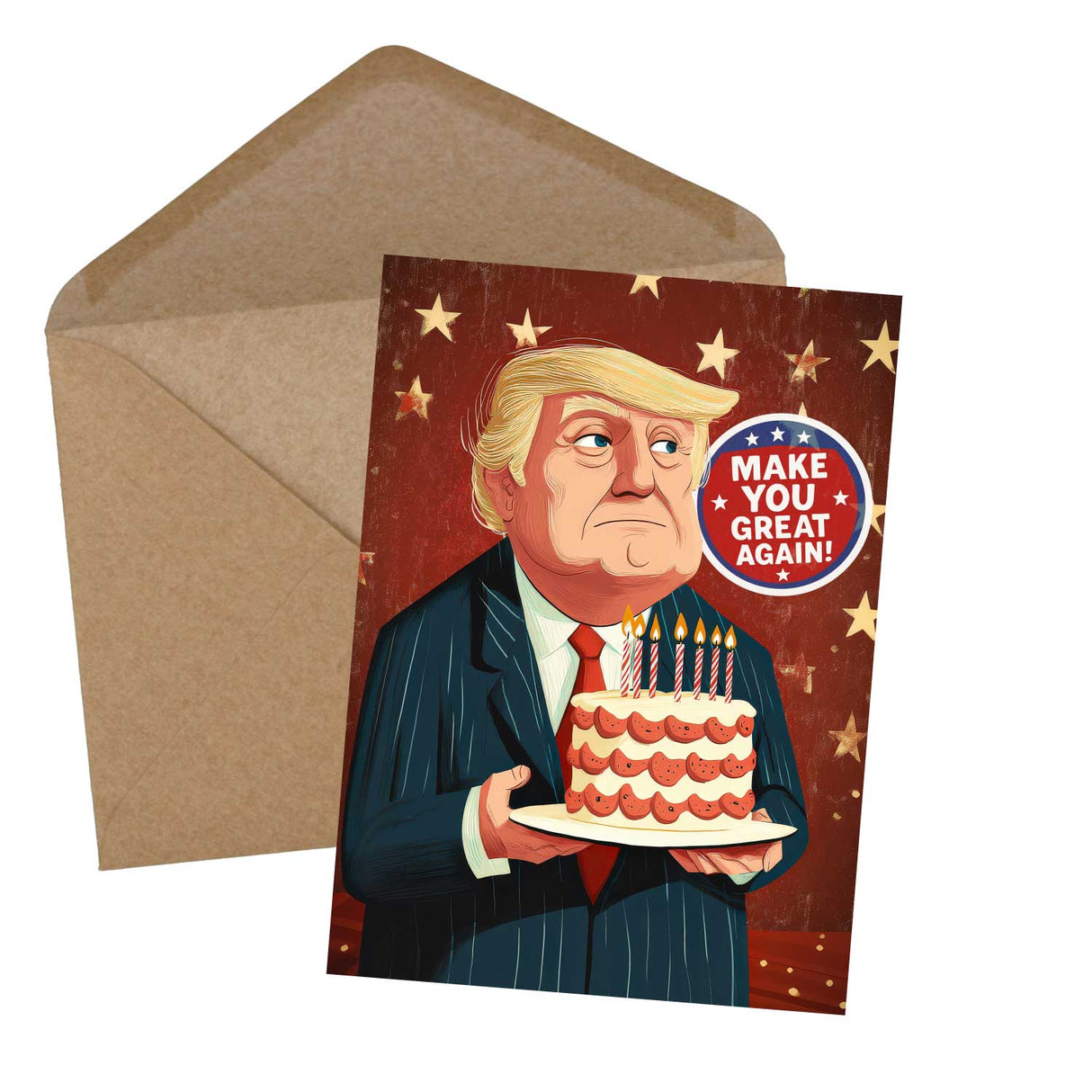 8 Lustige Trump-Geburtstagskarte – 'Make You Great Again' – Humorvolle Karten | Postkarte oder Klappkarte | Illustration