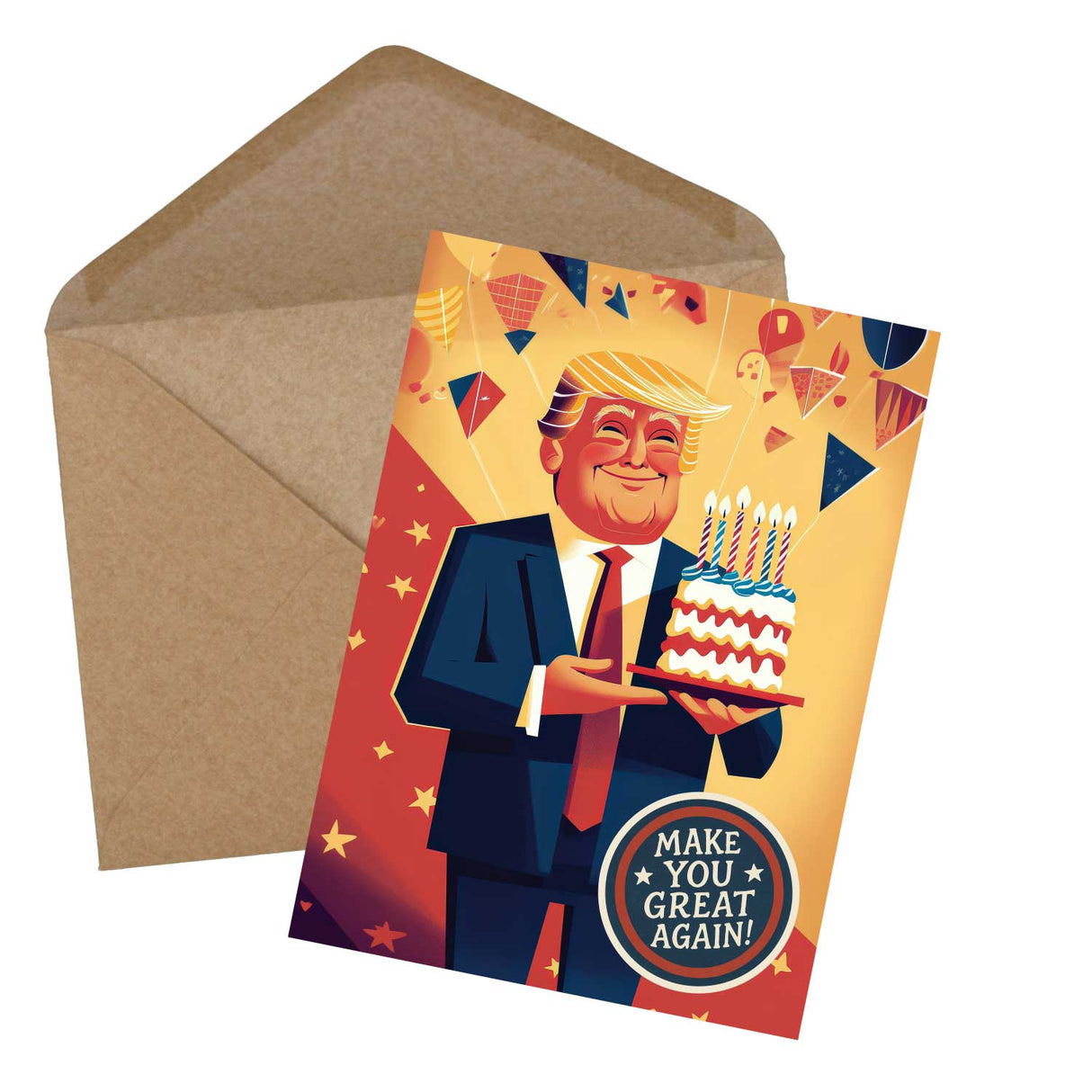 8 Lustige Trump-Geburtstagskarte – 'Make You Great Again' – Humorvolle Karten | Postkarte oder Klappkarte | Illustration