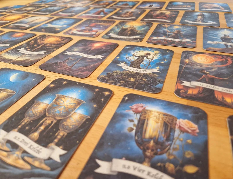 Sternen Tarotkarten im Set (78 Karten) | Tarot Deck mit 78 Tarot Karten in drei größen | deutsch und englisch erhältlich | matt farbdruck