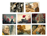 Jorinde und Joringel Set A6 (8 Cards) Illustriertes Märchen I Gebrüdern Grimm  als kunstvolles Set