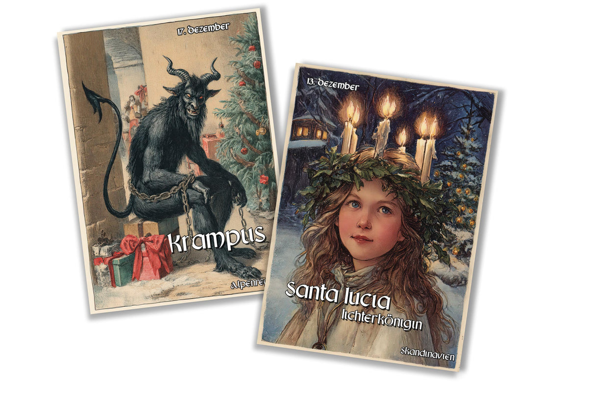 Postkarten Adventskalender | Kunstvolle Weihnachts Karten | Weltweite Weihnachtstraditionen | Postkarte oder Klappkarte